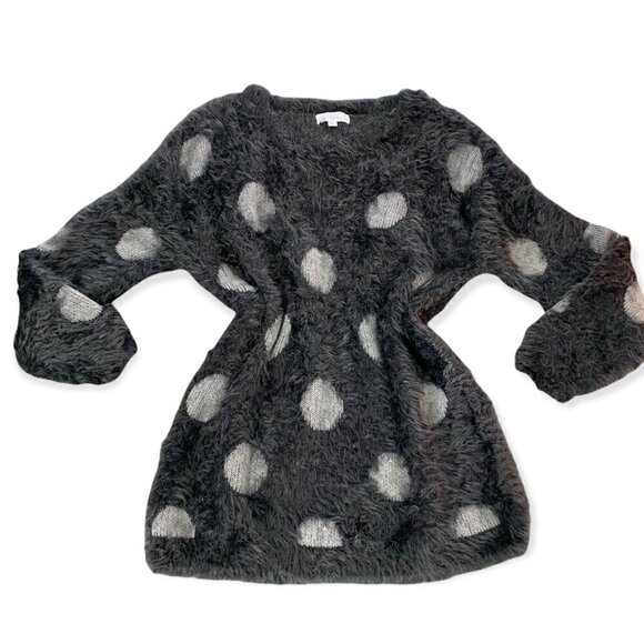 Joseph A Polka Dot Soft Fuzzy Crew Neck Pullover Sweater L Gray #206D - Picture 3 of 10